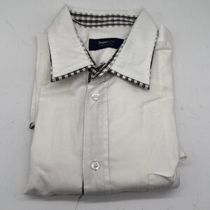 Zegna Sport White and Black Checkered Collar Shirt
